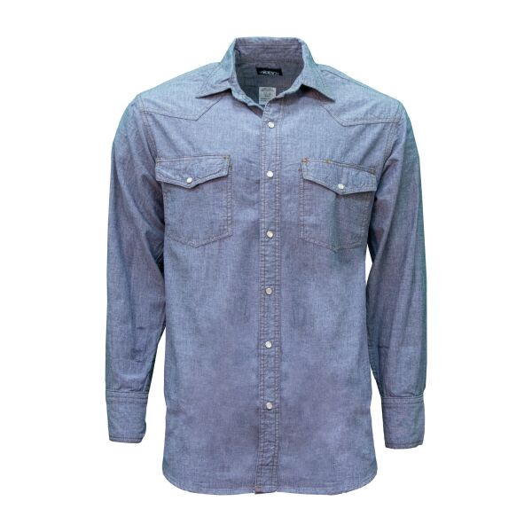 Blue Chambray Long Sleeve Western Shirt Thumbnail